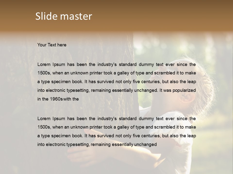 Girl Hugs A Tree PowerPoint Template