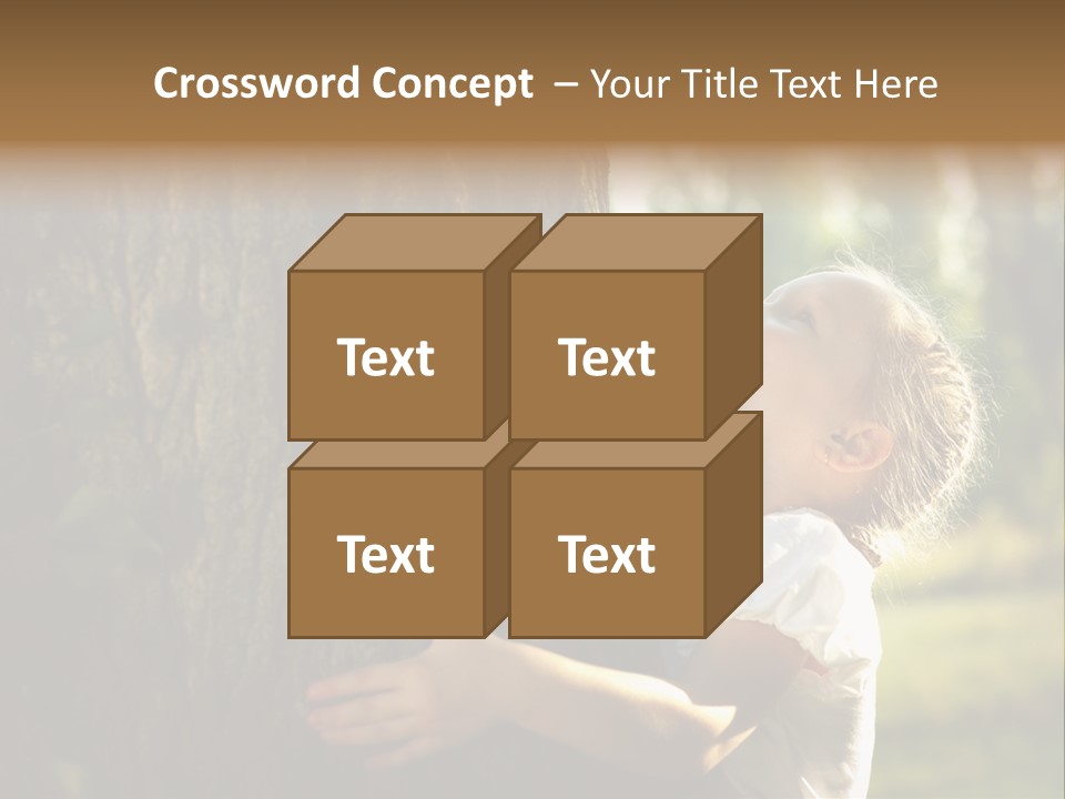 Girl Hugs A Tree PowerPoint Template