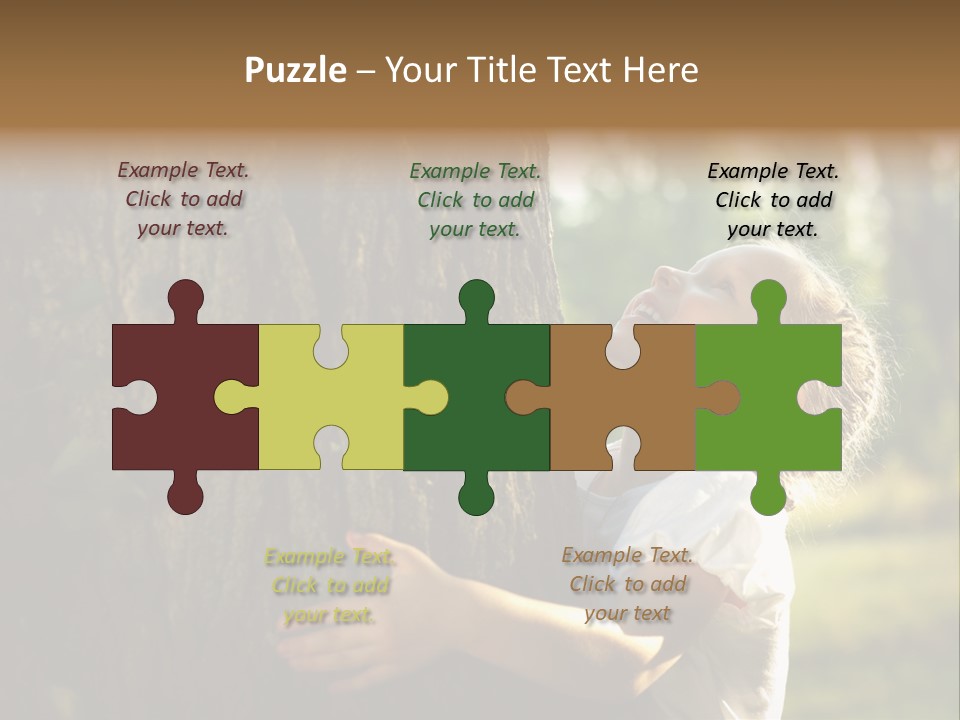 Girl Hugs A Tree PowerPoint Template