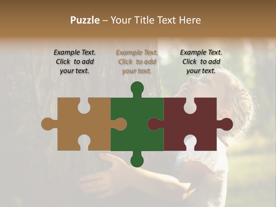 Girl Hugs A Tree PowerPoint Template