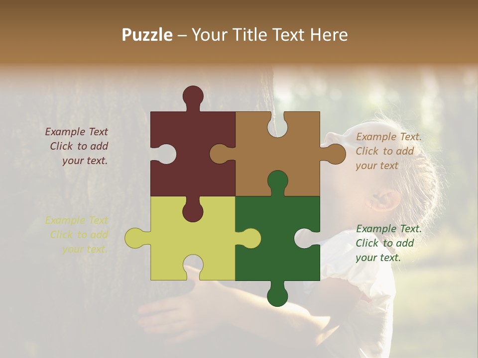 Girl Hugs A Tree PowerPoint Template