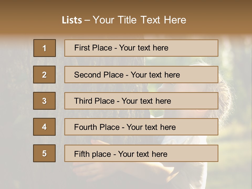 Girl Hugs A Tree PowerPoint Template