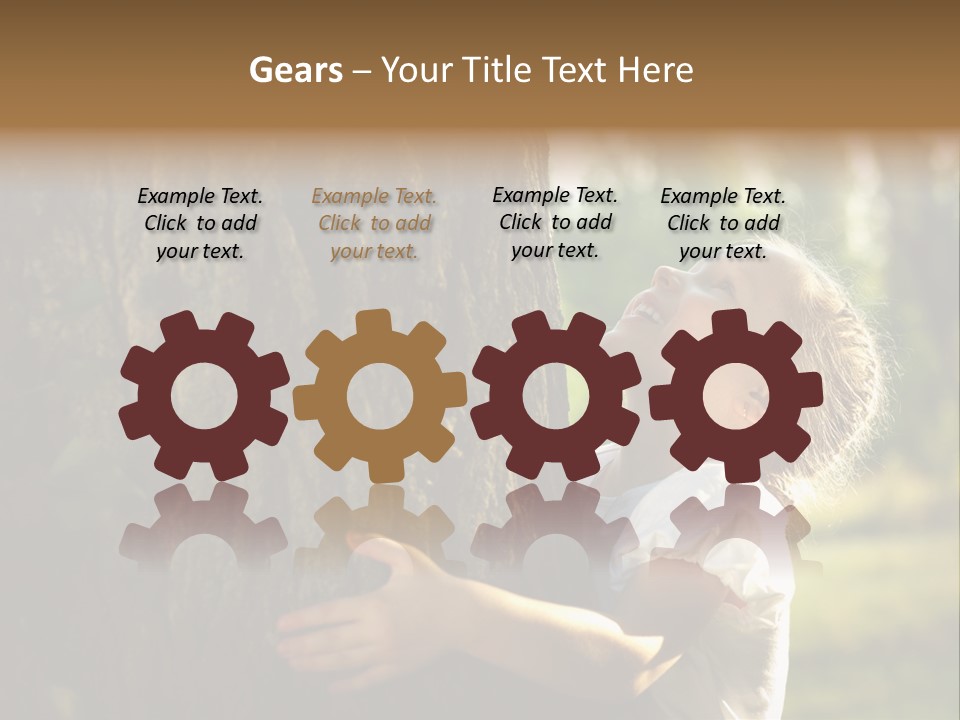 Girl Hugs A Tree PowerPoint Template