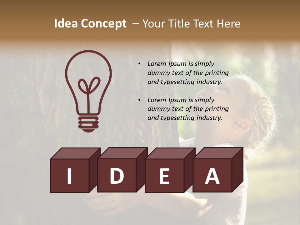 Girl Hugs A Tree PowerPoint Template