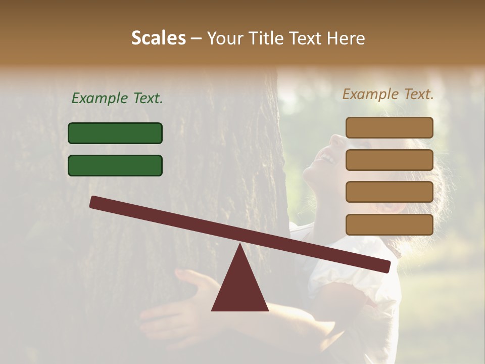 Girl Hugs A Tree PowerPoint Template