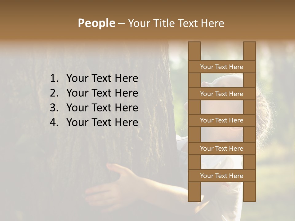 Girl Hugs A Tree PowerPoint Template