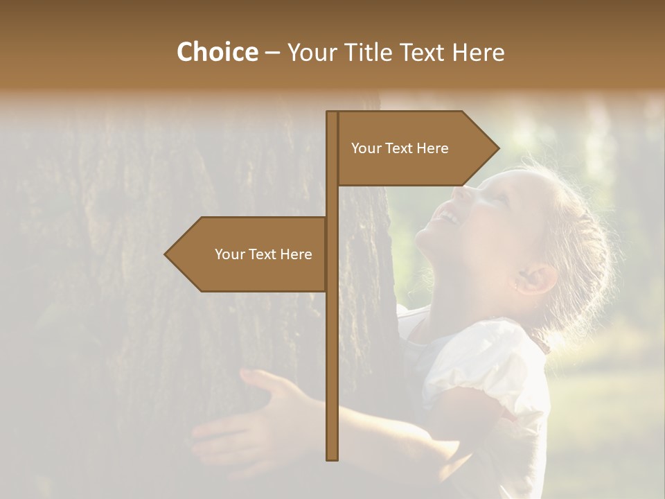 Girl Hugs A Tree PowerPoint Template