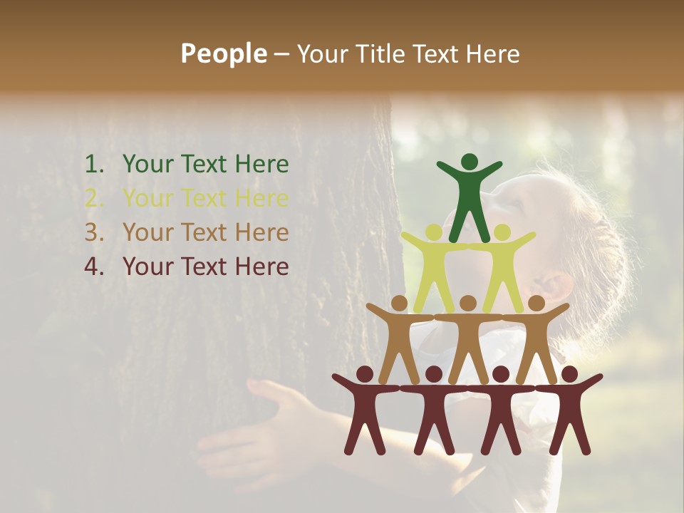 Girl Hugs A Tree PowerPoint Template