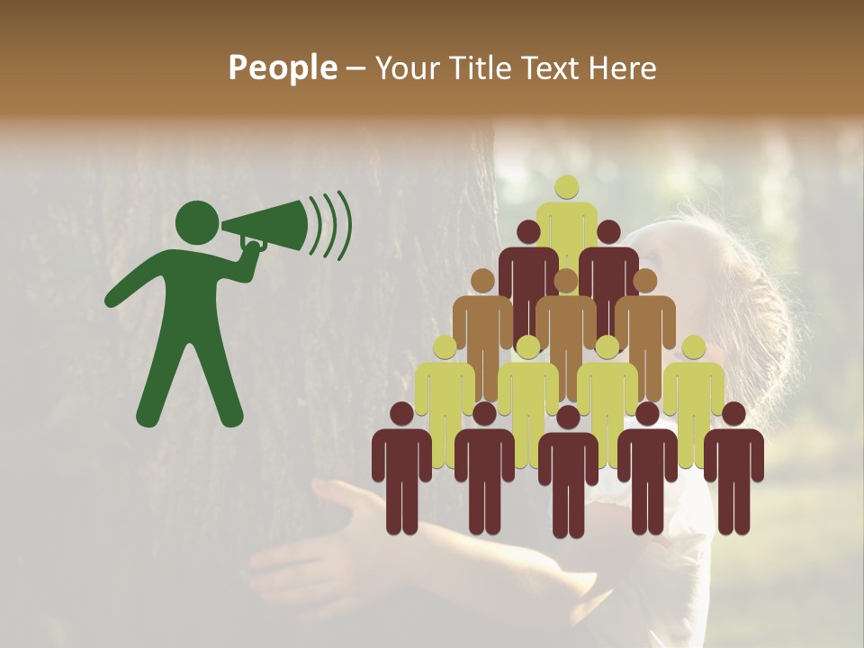 Girl Hugs A Tree PowerPoint Template