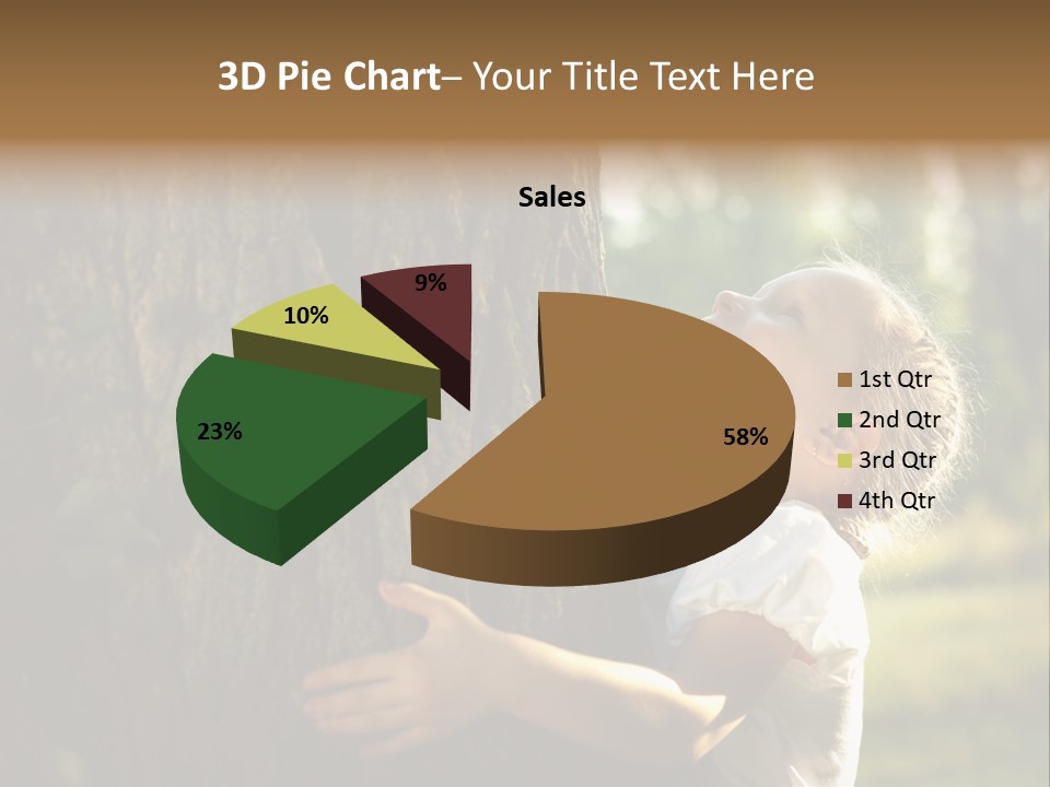 Girl Hugs A Tree PowerPoint Template