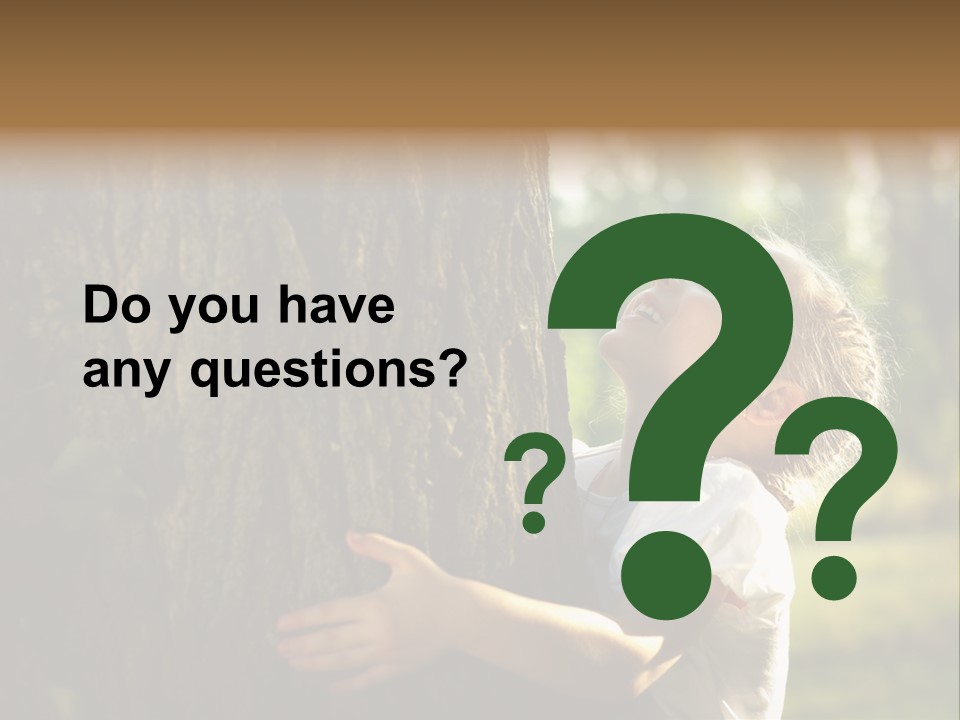 Girl Hugs A Tree PowerPoint Template