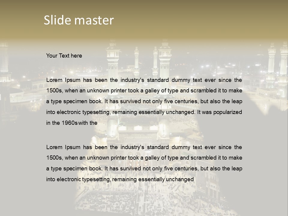 Al-Haram Mosque At Night PowerPoint Template