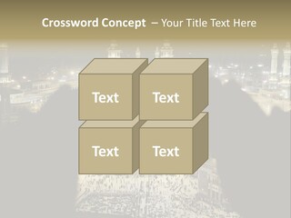 Al-Haram Mosque At Night PowerPoint Template