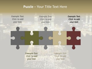 Al-Haram Mosque At Night PowerPoint Template