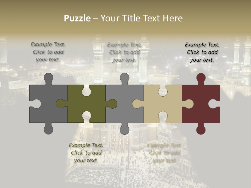 Al-Haram Mosque At Night PowerPoint Template