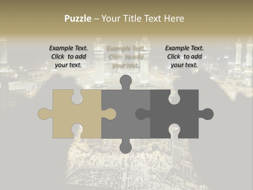 Al-Haram Mosque At Night PowerPoint Template