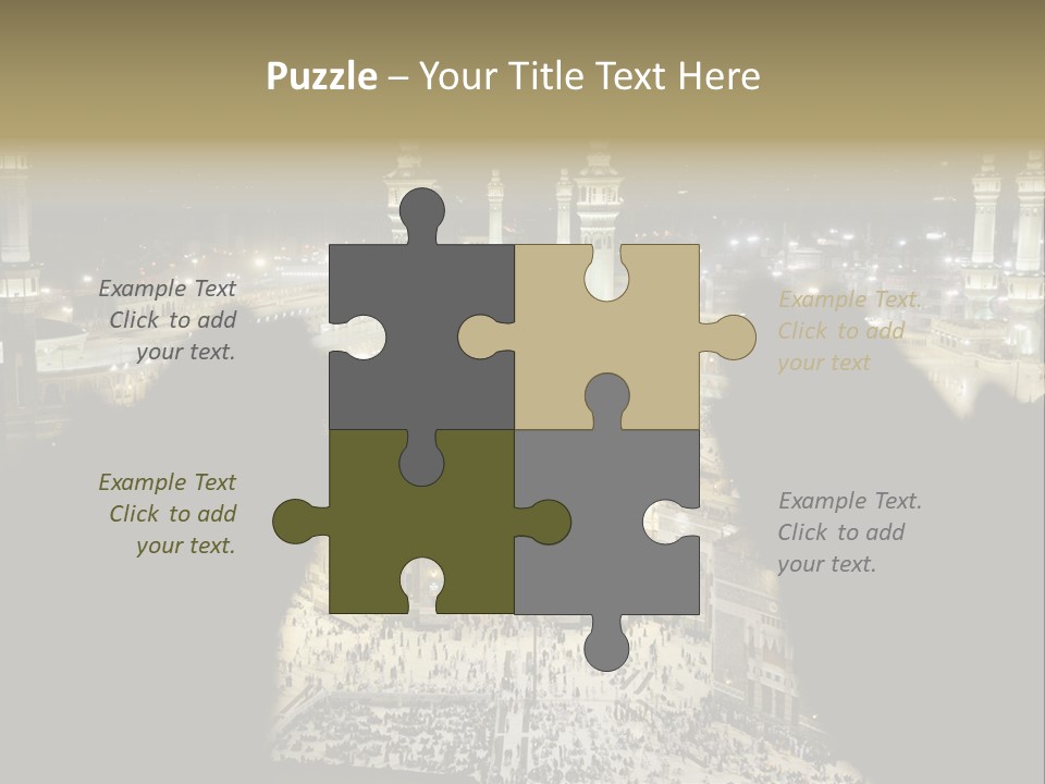 Al-Haram Mosque At Night PowerPoint Template