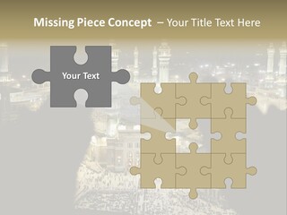 Al-Haram Mosque At Night PowerPoint Template