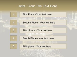 Al-Haram Mosque At Night PowerPoint Template