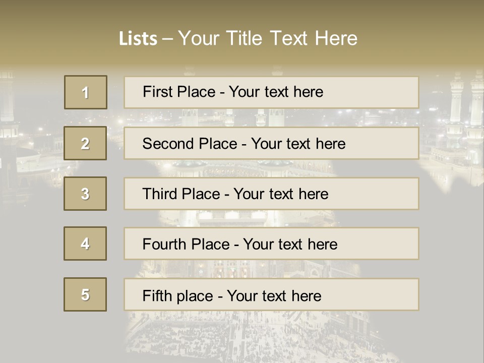 Al-Haram Mosque At Night PowerPoint Template
