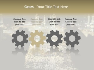 Al-Haram Mosque At Night PowerPoint Template