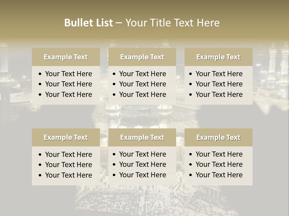 Al-Haram Mosque At Night PowerPoint Template