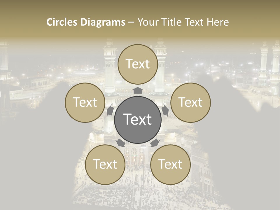 Al-Haram Mosque At Night PowerPoint Template