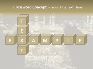 Al-Haram Mosque At Night PowerPoint Template