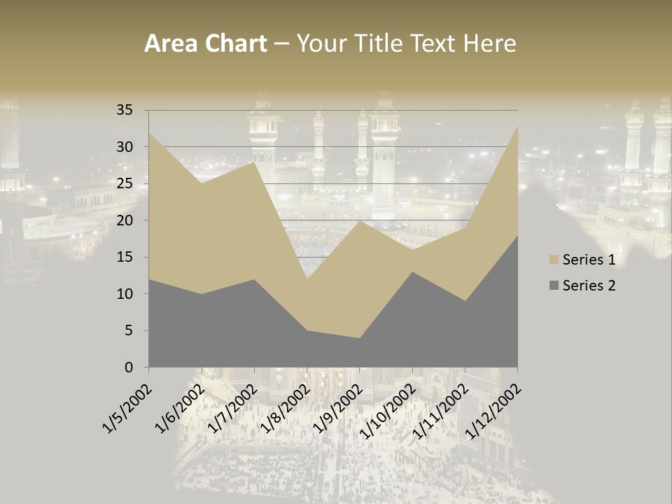 Al-Haram Mosque At Night PowerPoint Template