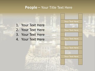Al-Haram Mosque At Night PowerPoint Template