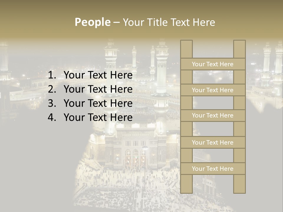 Al-Haram Mosque At Night PowerPoint Template