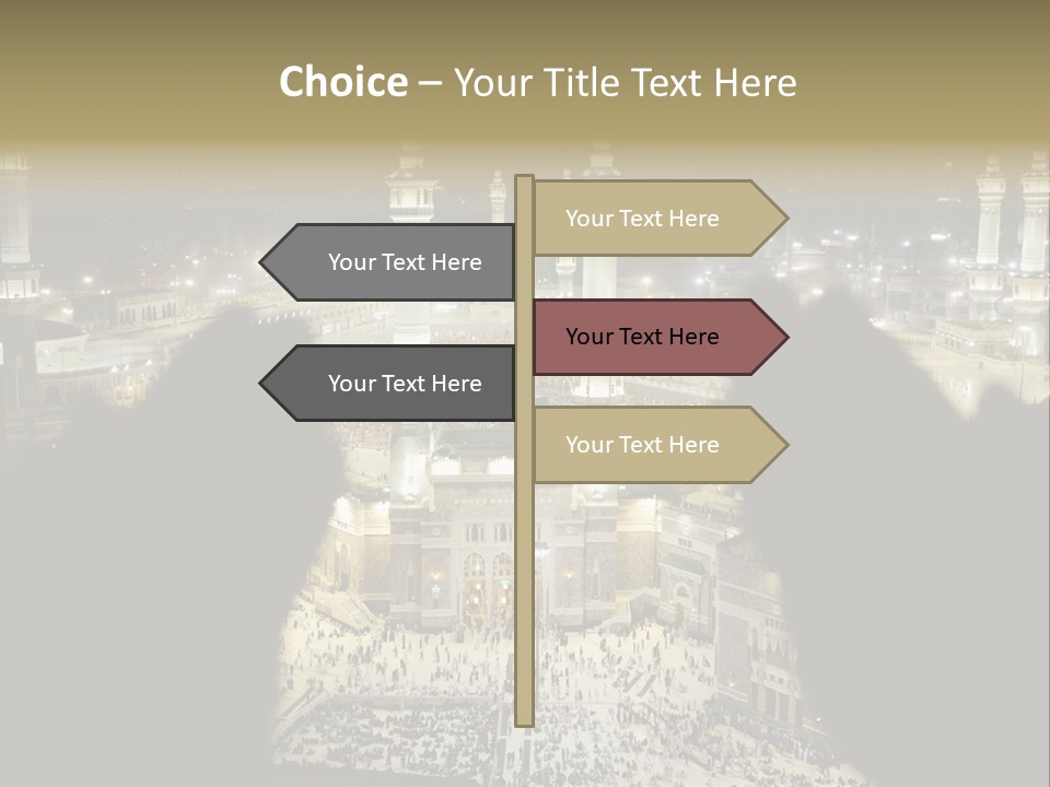Al-Haram Mosque At Night PowerPoint Template