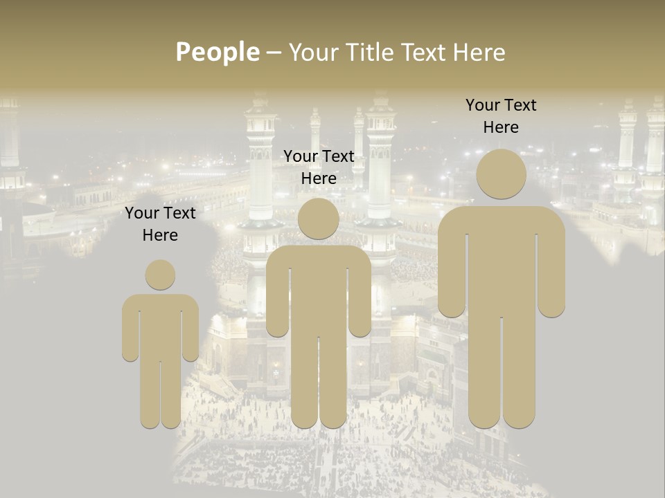 Al-Haram Mosque At Night PowerPoint Template