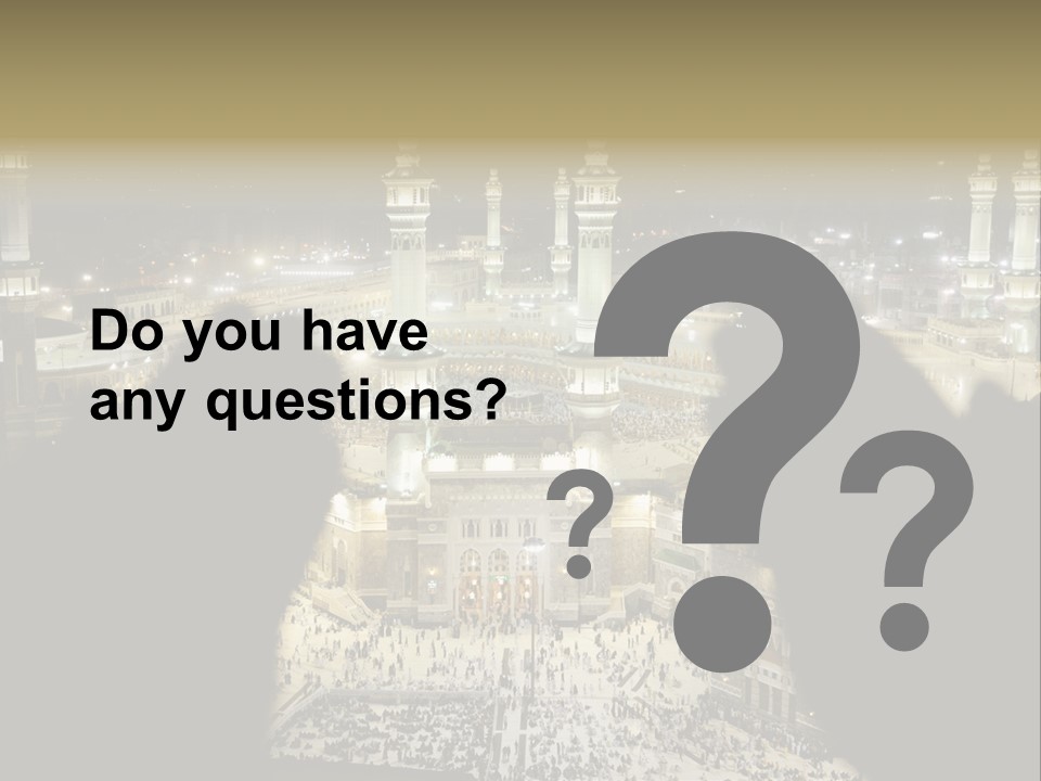 Al-Haram Mosque At Night PowerPoint Template