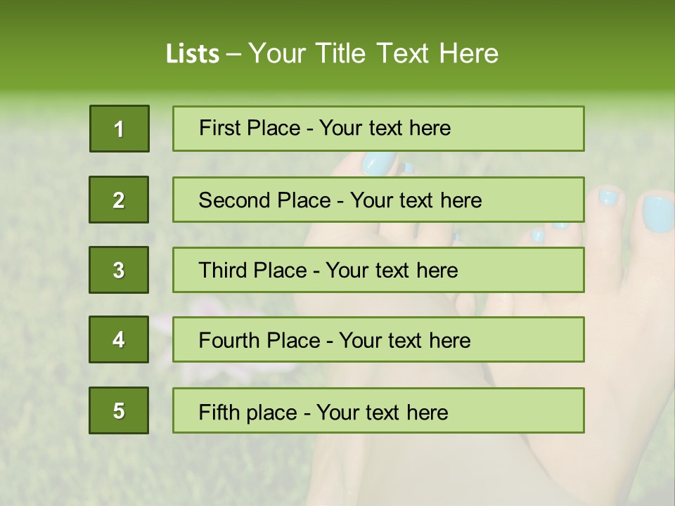Female Feet On The Grass PowerPoint Template