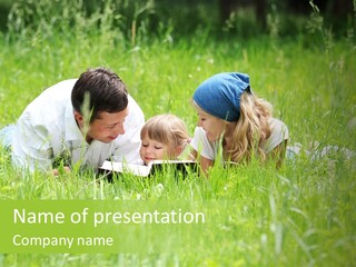 Family Resting On The Grass PowerPoint Template