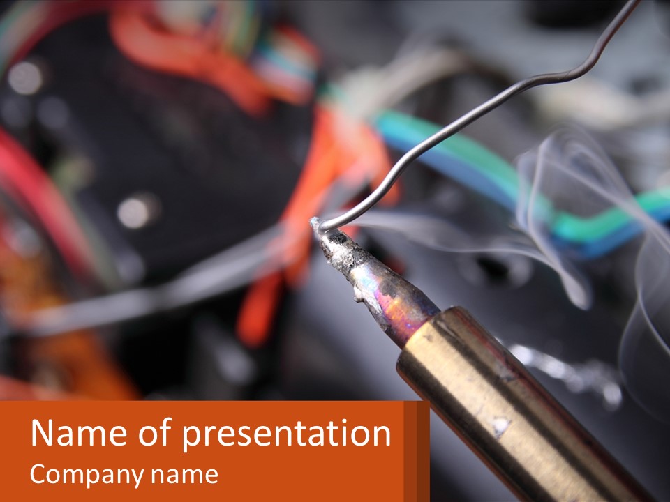 Hot Soldering Iron And Tin PowerPoint Template
