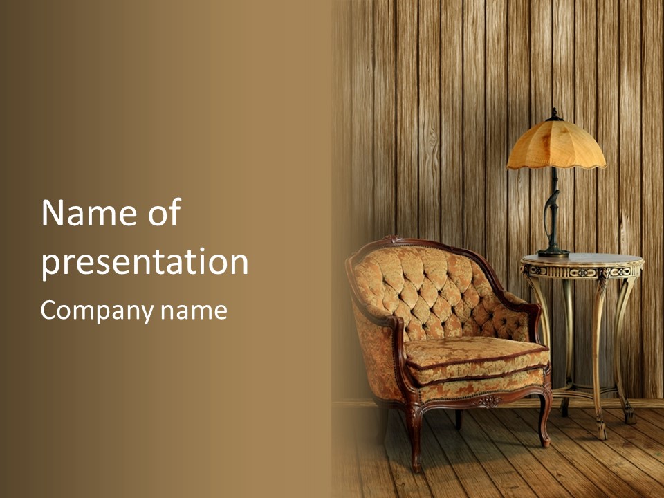 Antique Armchair And Lamp PowerPoint Template