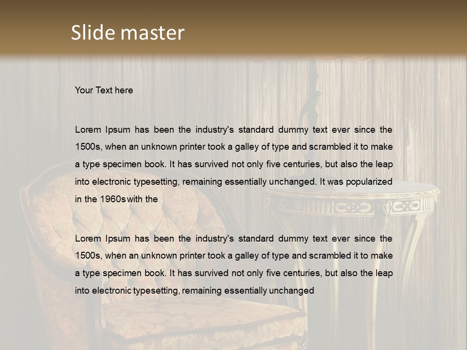 Antique Armchair And Lamp PowerPoint Template