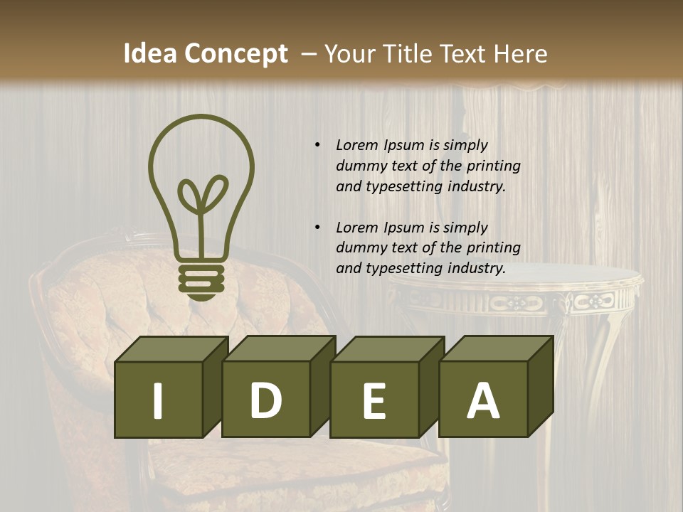 Antique Armchair And Lamp PowerPoint Template