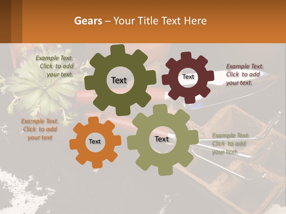 Hand Tools For Flowerpots PowerPoint Template