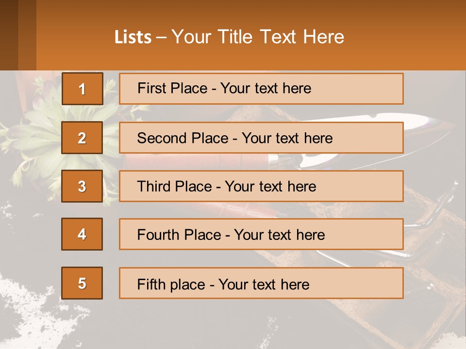 Hand Tools For Flowerpots PowerPoint Template