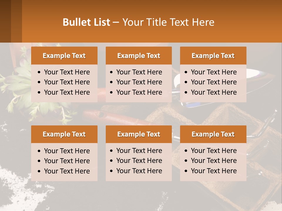 Hand Tools For Flowerpots PowerPoint Template