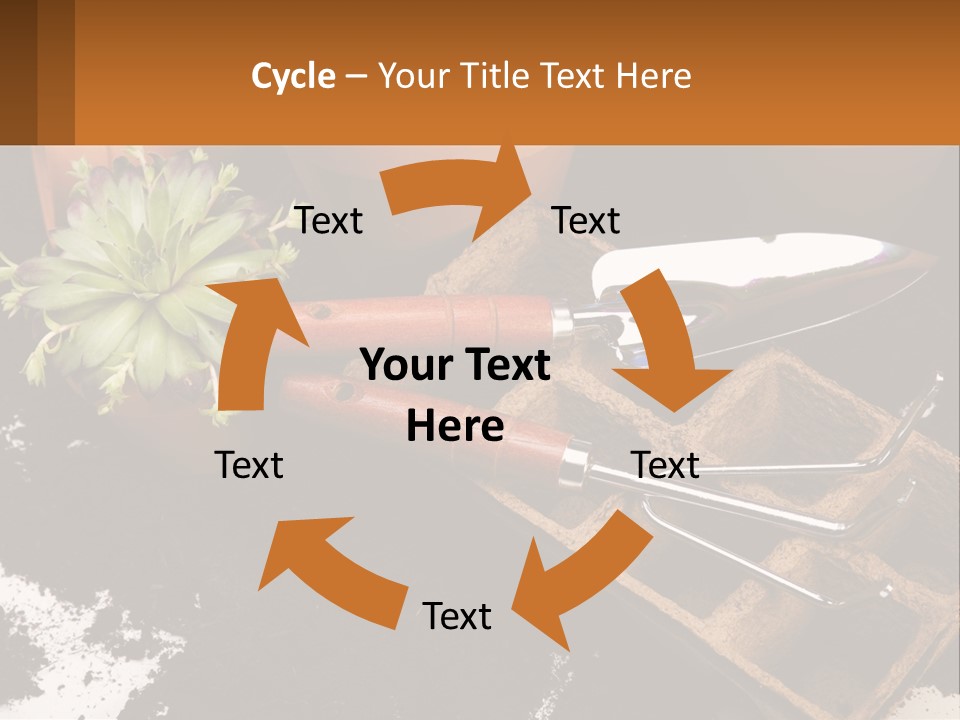 Hand Tools For Flowerpots PowerPoint Template