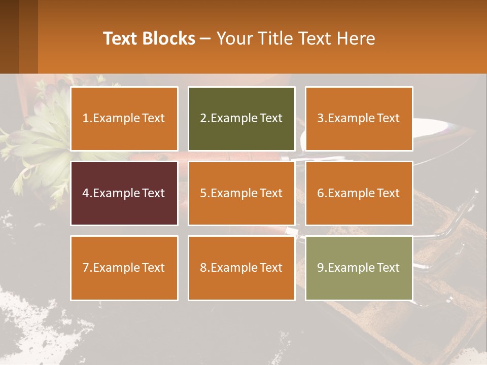 Hand Tools For Flowerpots PowerPoint Template