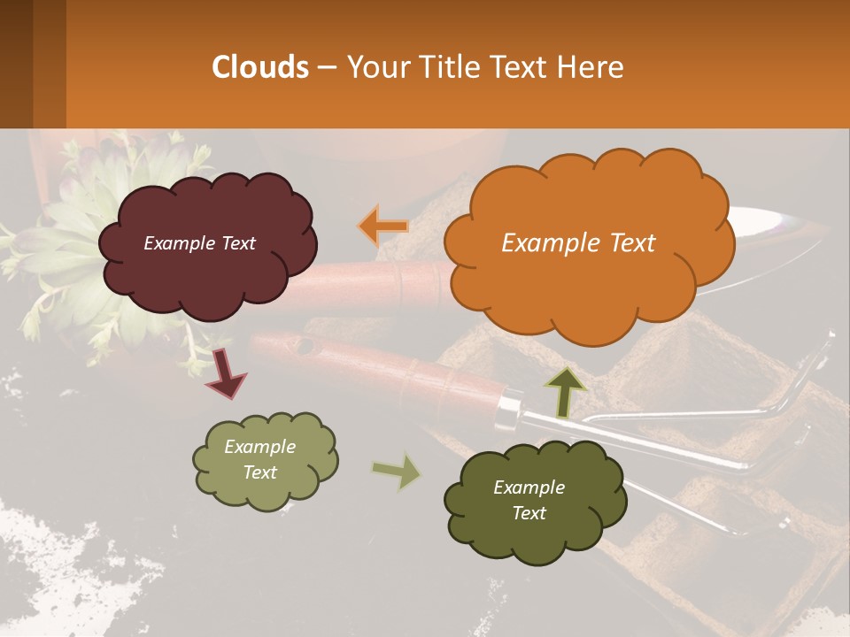 Hand Tools For Flowerpots PowerPoint Template