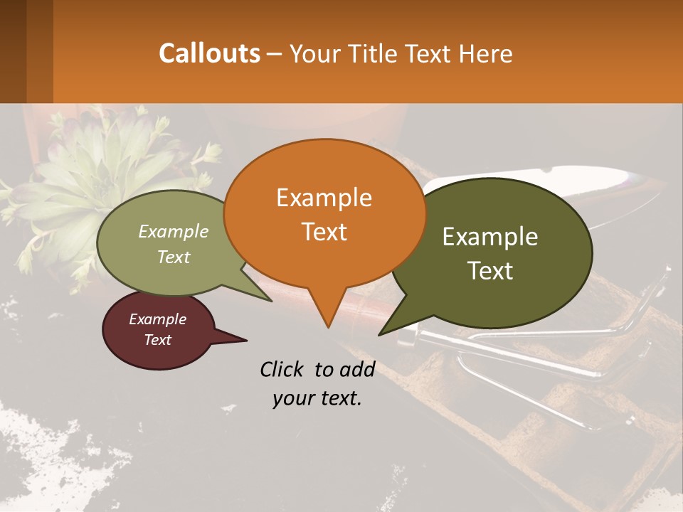 Hand Tools For Flowerpots PowerPoint Template