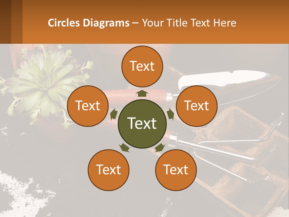 Hand Tools For Flowerpots PowerPoint Template