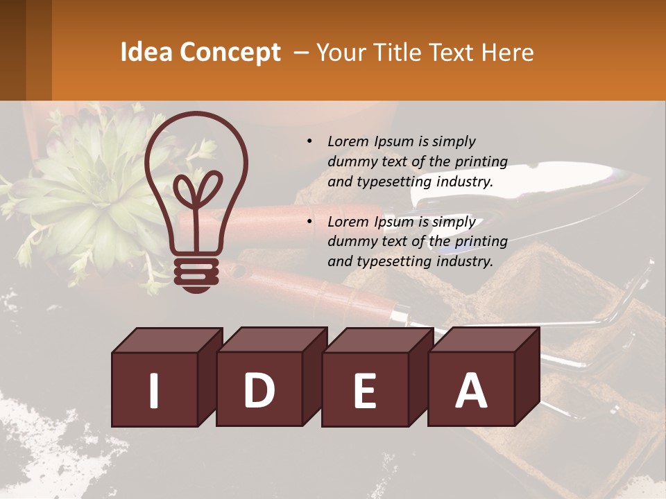 Hand Tools For Flowerpots PowerPoint Template