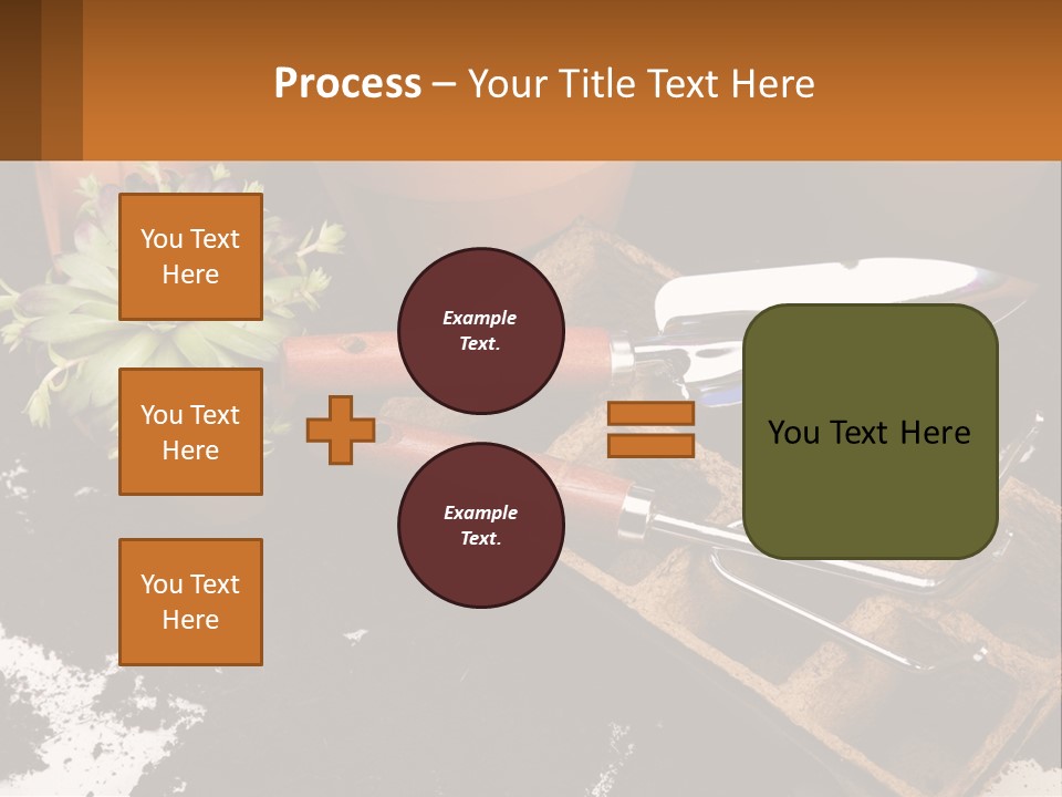 Hand Tools For Flowerpots PowerPoint Template